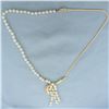 Image 2 : Designer Pearl and Diamond Necklace in 14k Yellow Gold