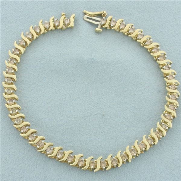 Champagne Diamond Tennis Bracelet in 10k Yellow Gold