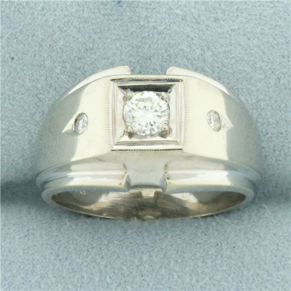 Mens Diamond Ring in 14k White Gold