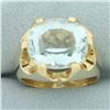 Image 1 : 9ct Aquamarine Claw Set Statement Ring in 14k Yellow Gold