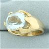 Image 2 : 9ct Aquamarine Claw Set Statement Ring in 14k Yellow Gold