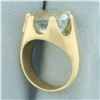 Image 3 : 9ct Aquamarine Claw Set Statement Ring in 14k Yellow Gold
