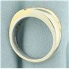 Image 3 : Mens Diagonal Set Diamond Two Tone Wedding Band Ring in 14k White and Yellow Gold