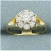 Image 1 : Flower Design Split Shank Diamond Ring in 14k Yellow Gold
