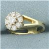Image 2 : Flower Design Split Shank Diamond Ring in 14k Yellow Gold