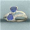 Image 2 : Sapphire and Diamond Bypass Ring in 10k White Gold