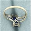 Image 4 : Sapphire and Diamond Bypass Ring in 10k White Gold