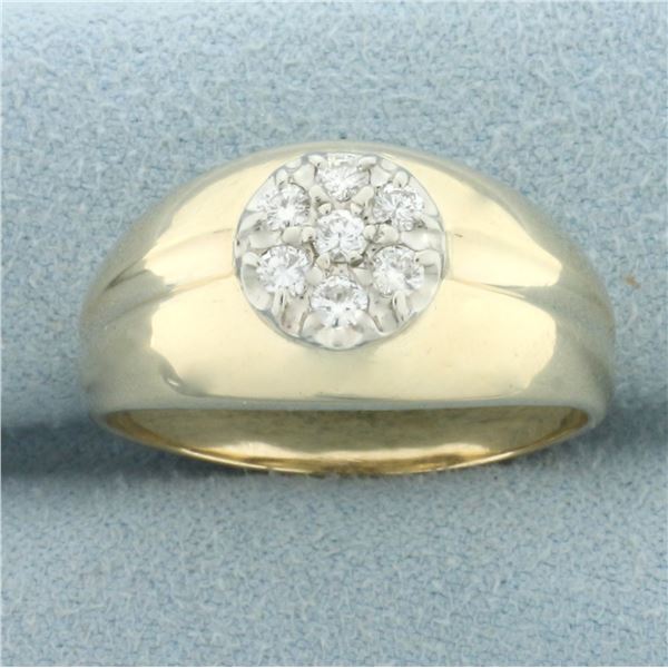 Men's Diamond Target Design Ring in 14k Yellow Gold