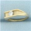 Image 2 : Tension Set  Diamond Solitaire Ring in 14k Yellow Gold