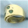 Image 2 : Tsavorite and Diamond Wide Band Ring in 18k Yellow Gold