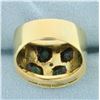 Image 4 : Tsavorite and Diamond Wide Band Ring in 18k Yellow Gold