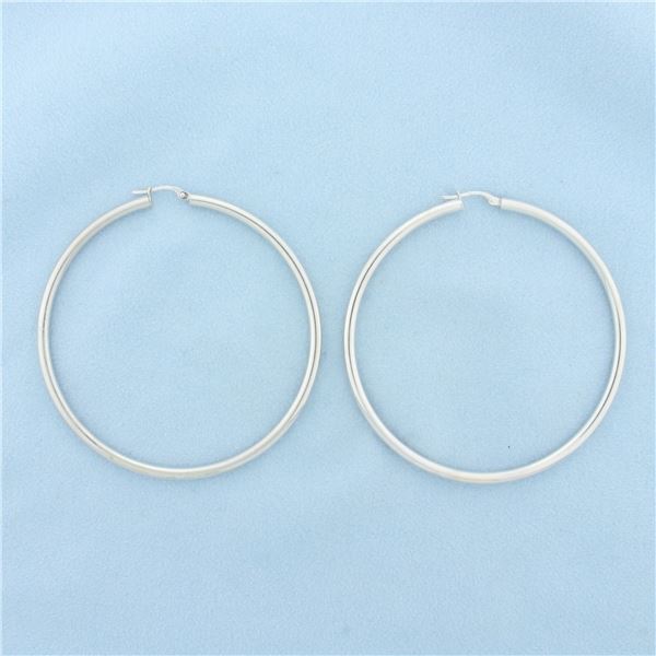 Large Hoop Earrings in 18k White Gold