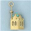 Image 2 : Turquoise Mosque Charm in 14k Yellow Gold