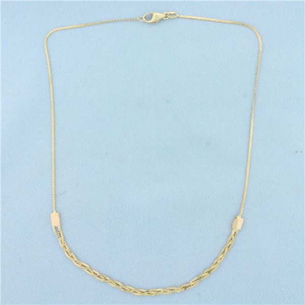16 Inch Italian Braided Serpentine Link Necklace in 18k Yellow Gold