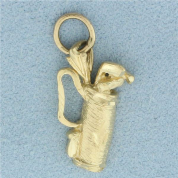 Golf Club Bag Charm or Pendant in 14k Yellow Gold