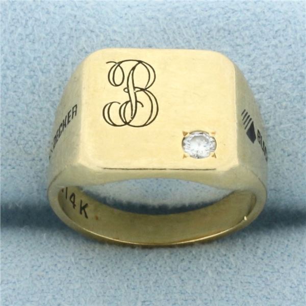 Vintage Black and Decker Diamond Signet Ring in 14k Yellow Gold