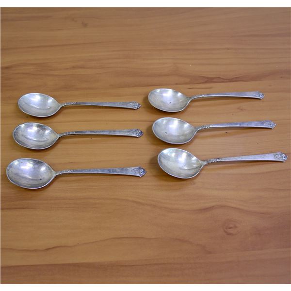 Royal Crest "Castle Rose" Sterling Silver Soup Spoons Set of 6