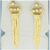 Image 1 : Reversable Herringbone Ball Bead Dangle Earrings in 14k Yellow Gold