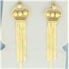 Image 2 : Reversable Herringbone Ball Bead Dangle Earrings in 14k Yellow Gold