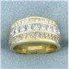 Image 1 : Princess and Emerald Cut Diamond Band Ring In 18k Yellow Gold