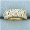 Image 1 : Diagonal Set Diamond Band Ring in 14k Yellow Gold