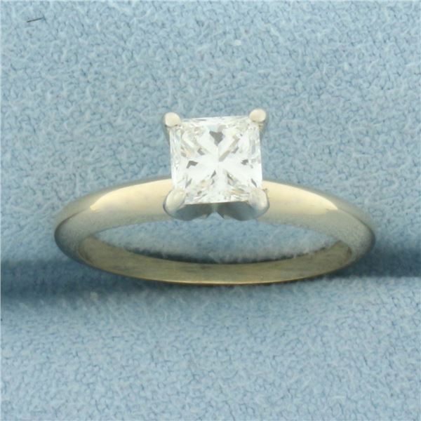 Princess Cut Diamond Solitaire Engagement Ring in 14k Yellow Gold