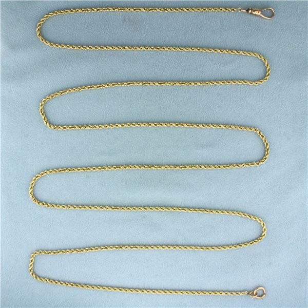 48 Inch Rope Link Chain Necklace 14k Yellow Gold