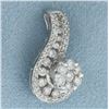 Image 1 : Diamond Swoop Pendant in 14k White Gold