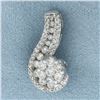 Image 3 : Diamond Swoop Pendant in 14k White Gold