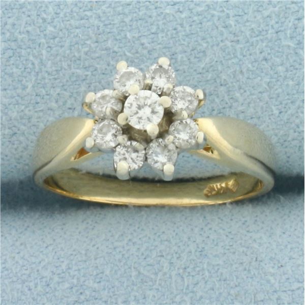 Flower Design Diamond Ring in 14k Yellow Gold
