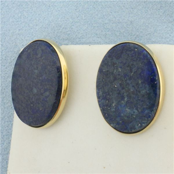 Dolan Bullock D&B Lapis Lazuli Button Earrings in 14k Yellow Gold