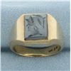 Image 1 : Hematite Roman Spartan Mens Ring in 10k Yellow Gold