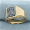 Image 2 : Hematite Roman Spartan Mens Ring in 10k Yellow Gold
