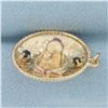 Image 1 : Ruby and Sapphire Sombrero Hat Charm in 14k Yellow Gold