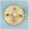 Image 2 : Ruby and Sapphire Sombrero Hat Charm in 14k Yellow Gold