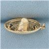 Image 3 : Ruby and Sapphire Sombrero Hat Charm in 14k Yellow Gold