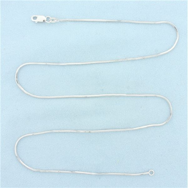20 Inch Squared Snake Link Chain Necklace in 14k White Gold