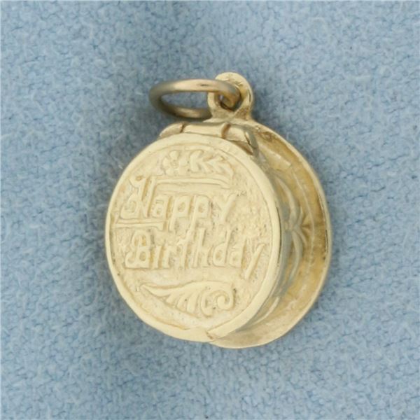 Opening Birthday Cake Charm in 14k Yellow Gold
