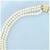 Image 2 : Triple Strand Pearl and Gold Bead Necklace in 14k Yellow Gold
