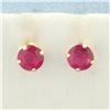 Image 1 : Ruby Stud Earrings in 14k Yellow Gold