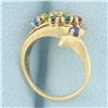 Image 3 : Multi-Gemstone Wave Ring in 14k Yellow Gold