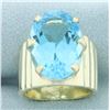 Image 1 : 14ct Swiss Blue Topaz Statement Ring in 14k Yellow Gold
