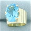 Image 2 : 14ct Swiss Blue Topaz Statement Ring in 14k Yellow Gold