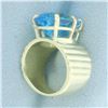 Image 3 : 14ct Swiss Blue Topaz Statement Ring in 14k Yellow Gold