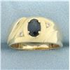 Image 1 : Sapphire and Diamond Ring in 14k Yellow Gold