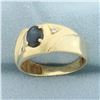 Image 2 : Sapphire and Diamond Ring in 14k Yellow Gold