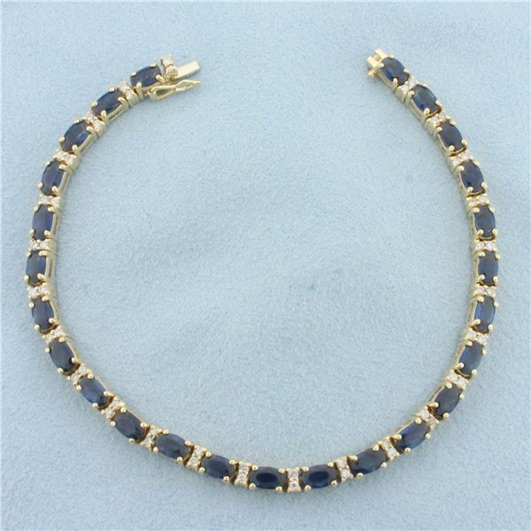 Sapphire and Diamond Tennis Bracelet in 14k Yellow Gold