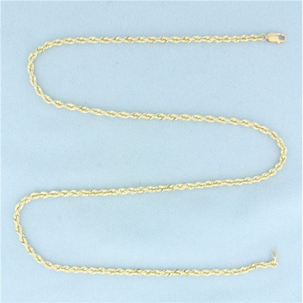 20 Inch Rope Link Chain Necklace in 10k Yellow Gold