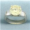 Image 1 : Fancy Yellow CZ Ring in 14k White Gold
