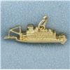 Image 1 : Delta Queen Mechanical Paddle Boat Charm in 14k Yellow Gold